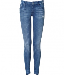 Detailed with just the right amount of distressing for that perfectly broken-in look, these jeans from It denim brand Mother are the favorite skinnies of the fashion flock - Classic five-pocket styling, stylishly distressed denim - Ankle length, skinny leg - Destined to be your four season casual favorites!