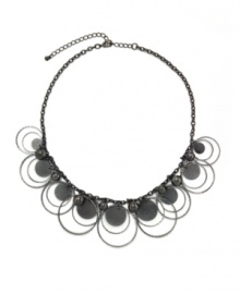 Well rounded: Sandblast paillettes and beaded accents create a chic circular design on this necklace from Style&co. Crafted in hematite tone mixed metal. Approximate length: 16 inches + 3-1/2 inch extender. Approximate drop: 4-1/2 inches.