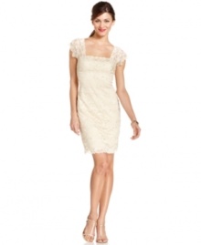 Onyx's petite lace cocktail dress is designed with a figure-flattering fit and a dose of sequins for a sparkling finish. Onyx's petite lace cocktail dress is designed with a figure-flattering fit and a dose of sequins for a sparkling finish.
