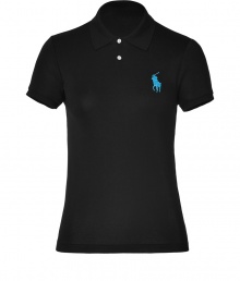 Detailed in super soft mercerized cotton, Ralph Laurens oversized pony logo polo is a contemporary take on this iconic style - Small collar, button placket, short sleeves, large shiny Caribbean blue embroidered polo player at chest - Slim fit - Wear with your favorite jeans and just as bright loafers Detailed in super soft mercerized cotton, Ralph Laurens oversized pony logo polo is a contemporary take on this iconic style - Small collar, button placket, short sleeves, large shiny Caribbean blue embroidered polo player at chest - Slim fit - Wear with your favorite jeans and just as bright loafers