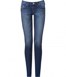 With their cool indigo wash and flattering silhouette, True Religions skinny jeans are a wardrobe staple - Classic five-pocket style, button closure, belt loops - Slim fit - Wear with practically anything for a trend-right look With their cool indigo wash and flattering silhouette, True Religions skinny jeans are a wardrobe staple - Classic five-pocket style, button closure, belt loops - Slim fit - Wear with practically anything for a trend-right look
