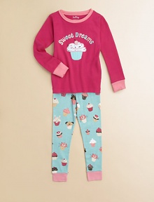 Her dreams will be sweet indeed with visions of cupcakes dancing in her head, inspired by the front appliqués and cupcake-print bottoms.Ribbed contrast crewneckLong sleeves with contrast ribbed cuffsElastic-waist bottoms with contrast ribbed cuffsCottonMachine washImported Her dreams will be sweet indeed with visions of cupcakes dancing in her head, inspired by the front appliqués and cupcake-print bottoms.Ribbed contrast crewneckLong sleeves with contrast ribbed cuffsElastic-waist bottoms with contrast ribbed cuffsCottonMachine washImported