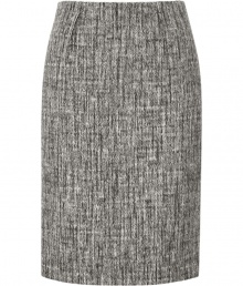Immaculately cut in an exquisite mix of wool and angora, Paule Kas pencil skirt is a luxe staple tailored to all-season sophistication - Pleat detail at waist, hidden back zip, kick pleat, fitted - Pair with fine knit cashmere pullovers and ladylike pin heels Immaculately cut in an exquisite mix of wool and angora, Paule Kas pencil skirt is a luxe staple tailored to all-season sophistication - Pleat detail at waist, hidden back zip, kick pleat, fitted - Pair with fine knit cashmere pullovers and ladylike pin heels