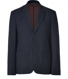 Exquisitely tailored for a flawless fit, Marc by Marc Jacobs pinstriped blazer is a wardrobe staple guaranteed to give your look a seamlessly sophisticated edge - Notched lapel, long sleeves, buttoned cuffs, double-buttoned front, flap pockets, back vent - Contemporary tailored fit - Wear with an immaculately cut shirt and matching pinstriped trousers Exquisitely tailored for a flawless fit, Marc by Marc Jacobs pinstriped blazer is a wardrobe staple guaranteed to give your look a seamlessly sophisticated edge - Notched lapel, long sleeves, buttoned cuffs, double-buttoned front, flap pockets, back vent - Contemporary tailored fit - Wear with an immaculately cut shirt and matching pinstriped trousers