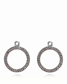 Sterling silver hoop charms studded with tourmaline cubic zirconia make for a sparkling addition to your PANDORA earring collection. Compatible with both french wire and hoop styles. Sterling silver hoop charms studded with tourmaline cubic zirconia make for a sparkling addition to your PANDORA earring collection. Compatible with both french wire and hoop styles.