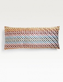 A kaleidoscope of checks lend graphic color to this slim, decorative pillow filled with a mix of down and feathers. Zip closure31½W X 14HDown/feather insertViscoseDry cleanMade in Italy