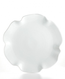 With its fluttering, flared edges, the Ruffle serving platter adds a few soft curves to your contemporary Whiteware dinnerware collection from The Cellar. With its fluttering, flared edges, the Ruffle serving platter adds a few soft curves to your contemporary Whiteware dinnerware collection from The Cellar.
