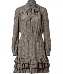 Stylish dress made ..of fine, black and salmon-colored patterned silk - Feminine cut, slim at the top, with a small stand collar, bow and long blouse sleeves - Half button placket - Figure-flattering waist accentuating - The skirt is slightly flared and has a decoratively ruffled hem, in a comfortable thigh length - Just a fashionable AND elegant, no-nonsense everyday dress for business and leisure - It makes a great figure, is chic and comfortable - Wear with a cardigan, blazer and pumps or boots Stylish dress made ..of fine, black and salmon-colored patterned silk - Feminine cut, slim at the top, with a small stand collar, bow and long blouse sleeves - Half button placket - Figure-flattering waist accentuating - The skirt is slightly flared and has a decoratively ruffled hem, in a comfortable thigh length - Just a fashionable AND elegant, no-nonsense everyday dress for business and leisure - It makes a great figure, is chic and comfortable - Wear with a cardigan, blazer and pumps or boots