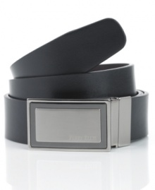 Down to the last detail. This Perry Ellis belt has a sleek plaque buckle for the ultimate in sophistication.