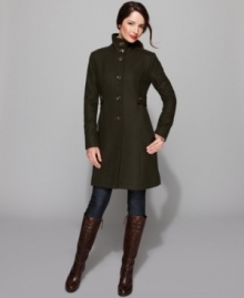 Sharp and chic, Nine West's stand collar coat makes a stylish first impression this season! (Clearance)