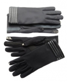 Sleek stretch gloves with a modern twist. Isotoner added patent-pending fingertips to these smarTouch gloves so your fingers stay warm while you make calls or change songs on your favorite touchscreen devices. Sleek stretch gloves with a modern twist. Isotoner added patent-pending fingertips to these smarTouch gloves so your fingers stay warm while you make calls or change songs on your favorite touchscreen devices.