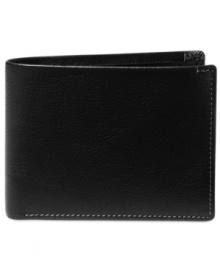 A classic, slim design makes this bifold wallet from Perry Ellis a staple of every man's complete look. A classic, slim design makes this bifold wallet from Perry Ellis a staple of every man's complete look.