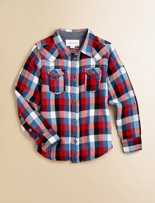 An ultra-cool layer for only the hippest kids, featuring plaid and gingham check.Point collarButton-down placketLong sleeves with button cuffsFront flap pocketsEmbroidery details on backCottonMachine washImported Please note: Number of buttons may vary depending on size ordered. An ultra-cool layer for only the hippest kids, featuring plaid and gingham check.Point collarButton-down placketLong sleeves with button cuffsFront flap pocketsEmbroidery details on backCottonMachine washImported Please note: Number of buttons may vary depending on size ordered.