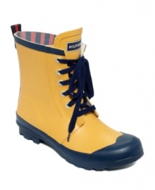 Add some color to those dreary days with the cute style of Tommy Hilfiger's Renegade rain booties.