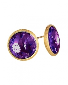 Dazzling amethyst in 18K yellow gold stud earrings from Marco Bicego's Jaipur collection.