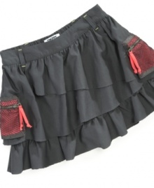 She'll love rocking the ruffles on this adorable DKNY tiered skirt. She'll love rocking the ruffles on this adorable DKNY tiered skirt.
