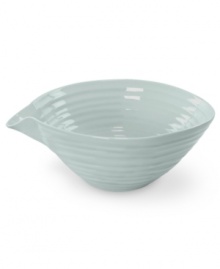From celebrated chef and writer, Sophie Conran, comes incredibly durable dinnerware for every step of the meal, from oven to table. A ribbed texture gives this pouring bowl the charming look of traditional hand thrown pottery. Shown in white. From celebrated chef and writer, Sophie Conran, comes incredibly durable dinnerware for every step of the meal, from oven to table. A ribbed texture gives this pouring bowl the charming look of traditional hand thrown pottery. Shown in white.