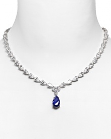 Crislu Platinum Sapphire Drop Necklace, 16 Crislu Platinum Sapphire Drop Necklace, 16