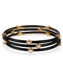 The power of three comes through in this bangle set from Kenneth Cole New York. Gold-tone mixed metal sets the foundation for these black bracelets, with glass crystal details added for luster. Approximate diameter: 2-1/2 inches. The power of three comes through in this bangle set from Kenneth Cole New York. Gold-tone mixed metal sets the foundation for these black bracelets, with glass crystal details added for luster. Approximate diameter: 2-1/2 inches.