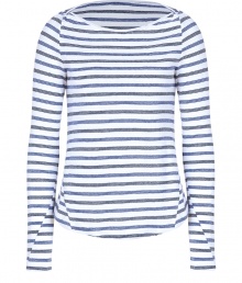 Destined to be your favorite casual go-to, A.L.C.s striped cotton top is as comfy as it is cool - Boat-neckline, seamed long sleeves, shirttail hemline - Fitted - Wear with a cashmere cardigan, skinnies and flats