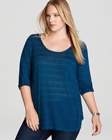 Understated stripes and an oversized silhouette lend a California-cool vibe to an effortless Splendid Plus top.