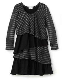 Playful and trend-right, this Splendid dress boasts bold asymmetrical striped tiers for downtown cool. Playful and trend-right, this Splendid dress boasts bold asymmetrical striped tiers for downtown cool.