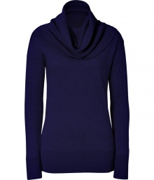 Build the foundations of your knitwear wardrobe with DKNYs sensuous cowl neck pullover in oversaturated marine heather - Cowl neck, long sleeves, ribbed trim, fitted - Pair with pumps and a pencil skirt for work, or favorite skinnies and loafers for laid-back weekends Build the foundations of your knitwear wardrobe with DKNYs sensuous cowl neck pullover in oversaturated marine heather - Cowl neck, long sleeves, ribbed trim, fitted - Pair with pumps and a pencil skirt for work, or favorite skinnies and loafers for laid-back weekends