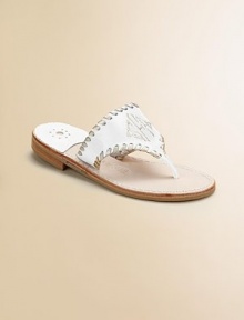 EXCLUSIVELY AT SAKS. Thong-style leather sandals are constructed with Navajo inspiration and platinum whipstitch detail. Heel height, ¾ Leather lining Leather/synthetic sole Made in USAFOR PERSONALIZATION Select a quantity, then scroll down and click on PERSONALIZE & ADD TO BAG to choose and preview your personalization options. Please allow 3 to 4 weeks for delivery. EXCLUSIVELY AT SAKS. Thong-style leather sandals are constructed with Navajo inspiration and platinum whipstitch detail. Heel height, ¾ Leather lining Leather/synthetic sole Made in USAFOR PERSONALIZATION Select a quantity, then scroll down and click on PERSONALIZE & ADD TO BAG to choose and preview your personalization options. Please allow 3 to 4 weeks for delivery.