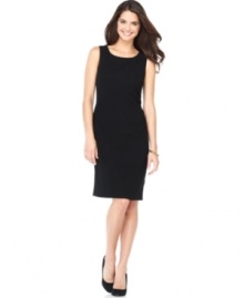 Nine West's sheath dress sets the standard for sleek office attire with its classic silhouette and fabulous fit. Nine West's sheath dress sets the standard for sleek office attire with its classic silhouette and fabulous fit.