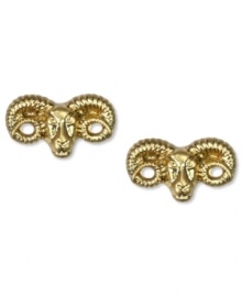 These golden stud earrings from RACHEL Rachel Roy are designed in a ram silhouette. Crafted in worn gold tone mixed metal. Approximate drop: 1/4 inch. Approximate diameter: 1/2 inch. These golden stud earrings from RACHEL Rachel Roy are designed in a ram silhouette. Crafted in worn gold tone mixed metal. Approximate drop: 1/4 inch. Approximate diameter: 1/2 inch.