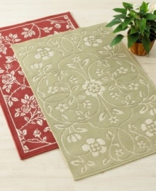 Plant a Rose accent rug underfoot and admire the beauty of a flourishing garden indoors. Available in two textured floral patterns and with a skid-resistant back to prevent slipping. Plant a Rose accent rug underfoot and admire the beauty of a flourishing garden indoors. Available in two textured floral patterns and with a skid-resistant back to prevent slipping.