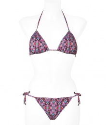Stylish bikini made ..of fine, pink stretch nylon - Typical colorful Matthew Williamson print mix - Tight triangle top with padded cups and slim straps - makes a feminine d?collet? - Sexy panty, slim, with side strings to tie - A hit bikini for women with dream figures Stylish bikini made ..of fine, pink stretch nylon - Typical colorful Matthew Williamson print mix - Tight triangle top with padded cups and slim straps - makes a feminine d?collet? - Sexy panty, slim, with side strings to tie - A hit bikini for women with dream figures