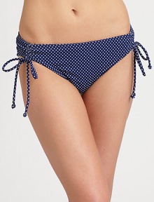 Polka dots add retro appeal to this adorable swim style with flattering ruched sides.Stretch comfortTies on ruched sidesFully lined92% polyester/8% spandexHand washMade in USA of Italian fabric Please note: Bikini top sold separately. 