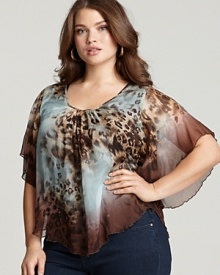 Karen Kane Plus Size Animal Print Silk Top