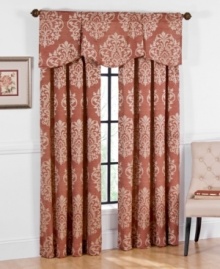 A regal damask print repeats upon a soft, washed ground in this Palmetto window panel from Regal. Featuring an effortless back tap top header for easy hanging, its achieved look is fitting for casual and traditional decors alike. A regal damask print repeats upon a soft, washed ground in this Palmetto window panel from Regal. Featuring an effortless back tap top header for easy hanging, its achieved look is fitting for casual and traditional decors alike.
