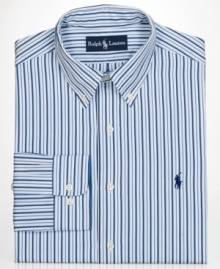 Classic stripes and the iconic polo player logo give this Polo Ralph Lauren shirt timeless style.