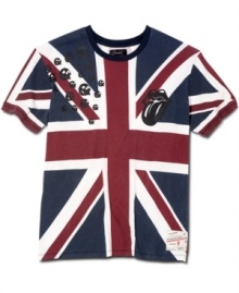 A British invasion of your casual style. This Union Jack Rolling Stones t-shirt is ready to amp up your look. A British invasion of your casual style. This Union Jack Rolling Stones t-shirt is ready to amp up your look.