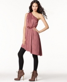 Contrast this ruffled & draped Rachel Rachel Roy one-shoulder dress with opaque tights & killer heels for a fab fall-fete look!