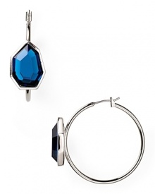 T Tahari Essentials Silver Blue Stone Hoop Earrings T Tahari Essentials Silver Blue Stone Hoop Earrings