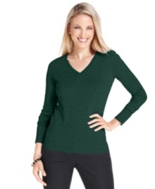 Charter Club's V-neck sweater is an instant classic. Pair it with sleek pants in a cropped silhouette for everyday chic.