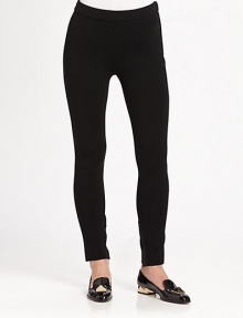 This cropped, ultra-flattering stretch style is accented with satin-trimmed ankle zippers.Self waistbandSatin-trimmed ankle zippersInseam, about 2775% viscose/17% nylon/8% elastaneDry cleanMade in Italy of imported fabricModel shown is 5'11 (180cm) wearing US size 4. This cropped, ultra-flattering stretch style is accented with satin-trimmed ankle zippers.Self waistbandSatin-trimmed ankle zippersInseam, about 2775% viscose/17% nylon/8% elastaneDry cleanMade in Italy of imported fabricModel shown is 5'11 (180cm) wearing US size 4.