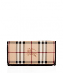 With its characteristic check and plentiful pockets, Burberry Londons continental wallet is an iconic way to keep your most valuable essentials organized - Haymarket check coated canvas, chocolate leather trim and lining, flap with snap closure, back slot pocket, multiple credit card slots inside, zippered coin purse - Carry alone for running quick errands, or stash away in a sophisticated leather tote With its characteristic check and plentiful pockets, Burberry Londons continental wallet is an iconic way to keep your most valuable essentials organized - Haymarket check coated canvas, chocolate leather trim and lining, flap with snap closure, back slot pocket, multiple credit card slots inside, zippered coin purse - Carry alone for running quick errands, or stash away in a sophisticated leather tote