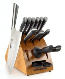 Truly one of a kind, the Katana set's authentic Japanese shapes make specialized tasks, such as boning and vegetable prep, a precise process. Thirty-three stainless steel layers of carbon steel ensure that this low-maintenance set will stay exceptionally sharp for longer periods, and the ergonomic handles are contoured for comfort and guaranteed not to chip, crack or peel. Lifetime warranty. Truly one of a kind, the Katana set's authentic Japanese shapes make specialized tasks, such as boning and vegetable prep, a precise process. Thirty-three stainless steel layers of carbon steel ensure that this low-maintenance set will stay exceptionally sharp for longer periods, and the ergonomic handles are contoured for comfort and guaranteed not to chip, crack or peel. Lifetime warranty.