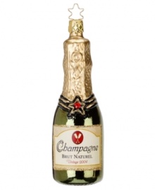 'Tis the season to celebrate. Brilliantly hand-painted with beautful colors of the season, this Brut Champagne ornament is mouth-blown in Germany of the finest glass for a truly timeless holiday heirloom. 'Tis the season to celebrate. Brilliantly hand-painted with beautful colors of the season, this Brut Champagne ornament is mouth-blown in Germany of the finest glass for a truly timeless holiday heirloom.