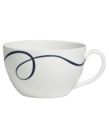 Vera Wang combines her passions for skating and design in the everyday fine Glisse teacup. An indigo-blue ribbon follows the path of a twirling figure skater, sweeping across smooth, snow-white bone china with modern grace. Vera Wang combines her passions for skating and design in the everyday fine Glisse teacup. An indigo-blue ribbon follows the path of a twirling figure skater, sweeping across smooth, snow-white bone china with modern grace.