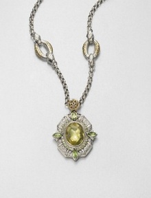 EXCLUSIVELY AT SAKS. From the Irma Collection. A pendant of faceted lemon citrine set in a sterling silver design, surrounded in complimentary peridot stones on a 18k gold accented bale. Lemon citrine and peridotSterling silver18k goldSize, about 2Fixed baleImportedPlease note: Necklace not included. EXCLUSIVELY AT SAKS. From the Irma Collection. A pendant of faceted lemon citrine set in a sterling silver design, surrounded in complimentary peridot stones on a 18k gold accented bale. Lemon citrine and peridotSterling silver18k goldSize, about 2Fixed baleImportedPlease note: Necklace not included.