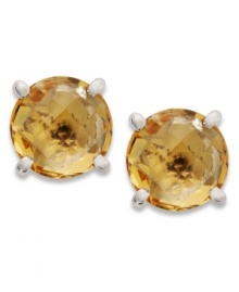 Pops of sunshine-bright color add life to your look. Set in sterling silver posts sits brilliant round-cut citrine (6 ct. t.w.). Approximate diameter: 1/2 inch.