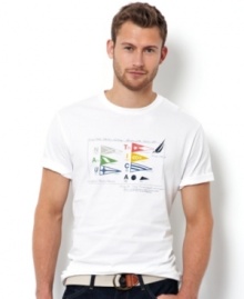 This international graphic t-shirt from Nautica give your world-traveller style.