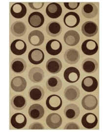 Design shouldn't be uptight--lighten up with the playful graphic feel of the Monterey rug. Mod moon shapes seem to float in space across the beige field, tailored to give your home a pleasing contemporary punch. Design shouldn't be uptight--lighten up with the playful graphic feel of the Monterey rug. Mod moon shapes seem to float in space across the beige field, tailored to give your home a pleasing contemporary punch.