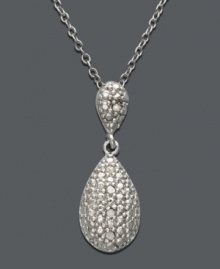 Illuminate your neckline with this sleek teardrop pendant. Crafted in polished sterling silver, Victoria Townsend necklace features round-cut diamond accents dusting the surface. Approximate length: 18 inches. Approximate drop: 7/8 inch.